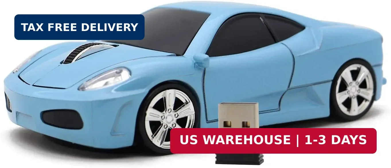 Wireless Mouse Sports Car Mouse USB Computer Mice Optical 2.4GHz with Headlight