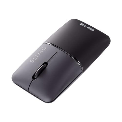 Sanwa Supply SLIMO Silent Bluetooth Blue LED Mouse Slim Rechargeable Black
