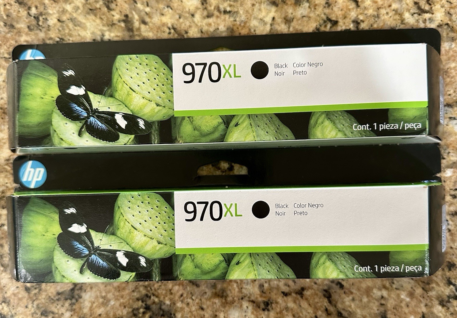 Two HP 970XL Genuine Ink , Black  Fresh Ink Exp. January 2027