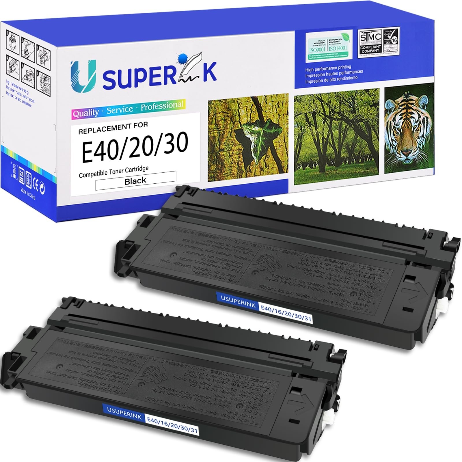 2 Pack Compatible for Canon E40/E30/E31/E16/E20 (1491A002AA) Black Toner Cart...