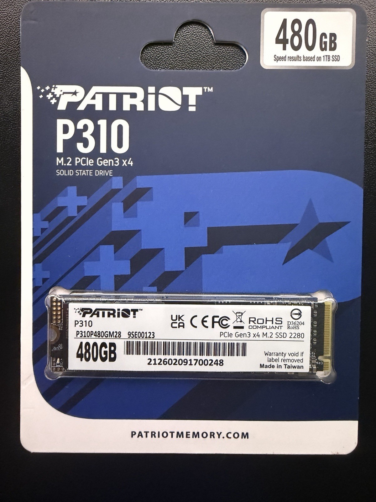 Patriot P310P480GM28 P310 480GB NVMe M.2 PCIe 3.0 x4 SSD 2280 Solid State Drive