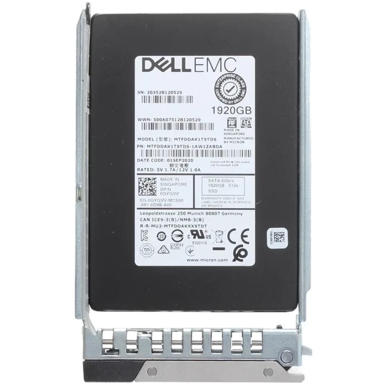 GYGVV 0GYGVV Dell EMC 1.92TB 6Gbps SATA RI TLC 2.5'' SSD W/Tray