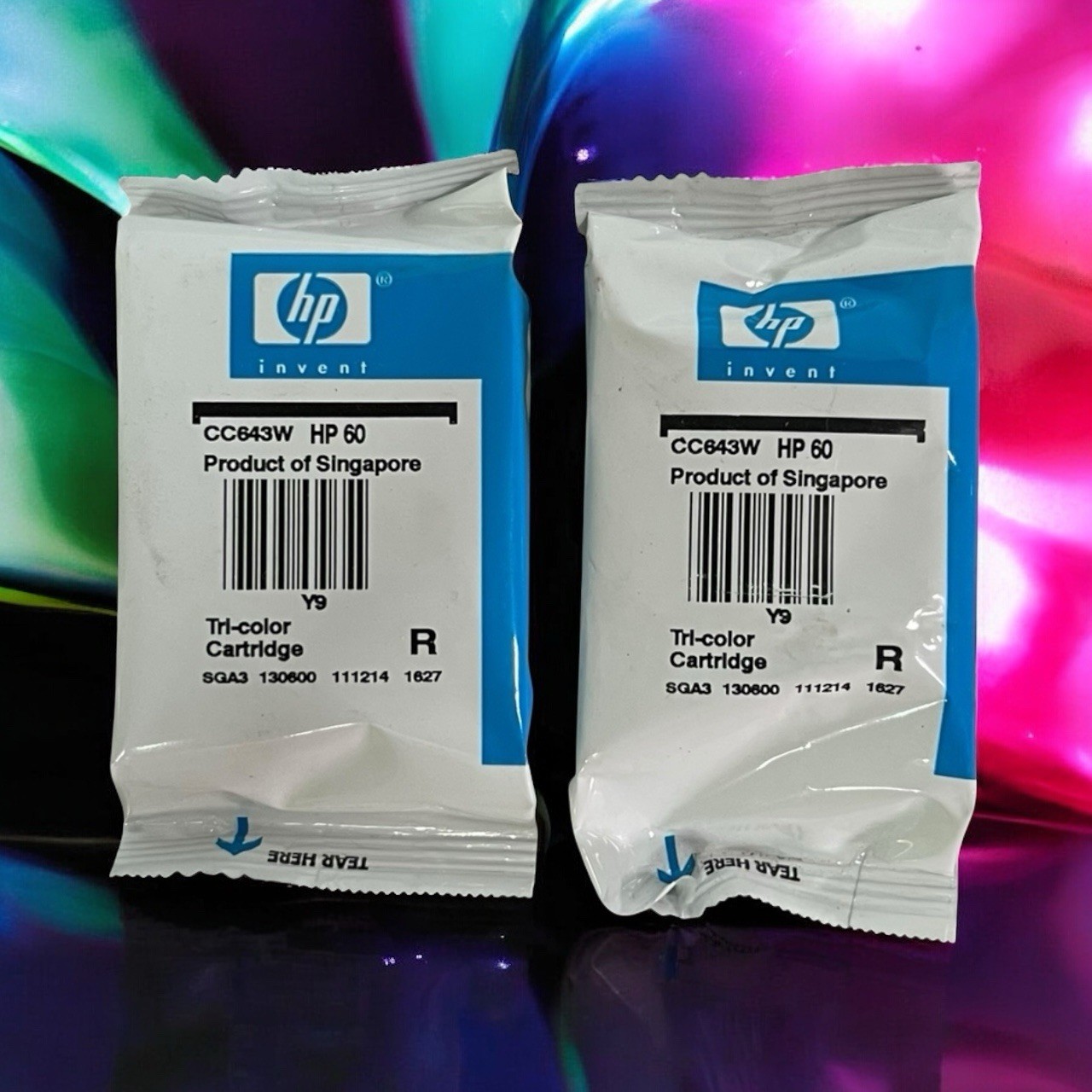 2 Authentic Original HP 60 Ink Cartridge - Tri-Color NEW