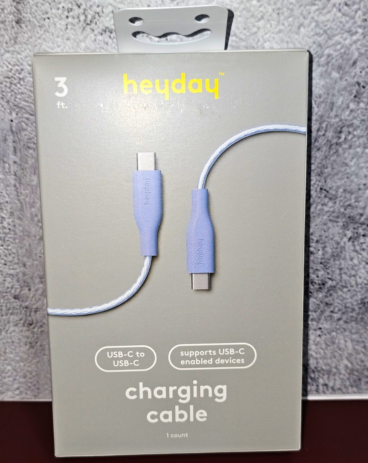 heyday USB-C to USB-C Charging Cable 3 ft Purple 1:1 Universal 5V
