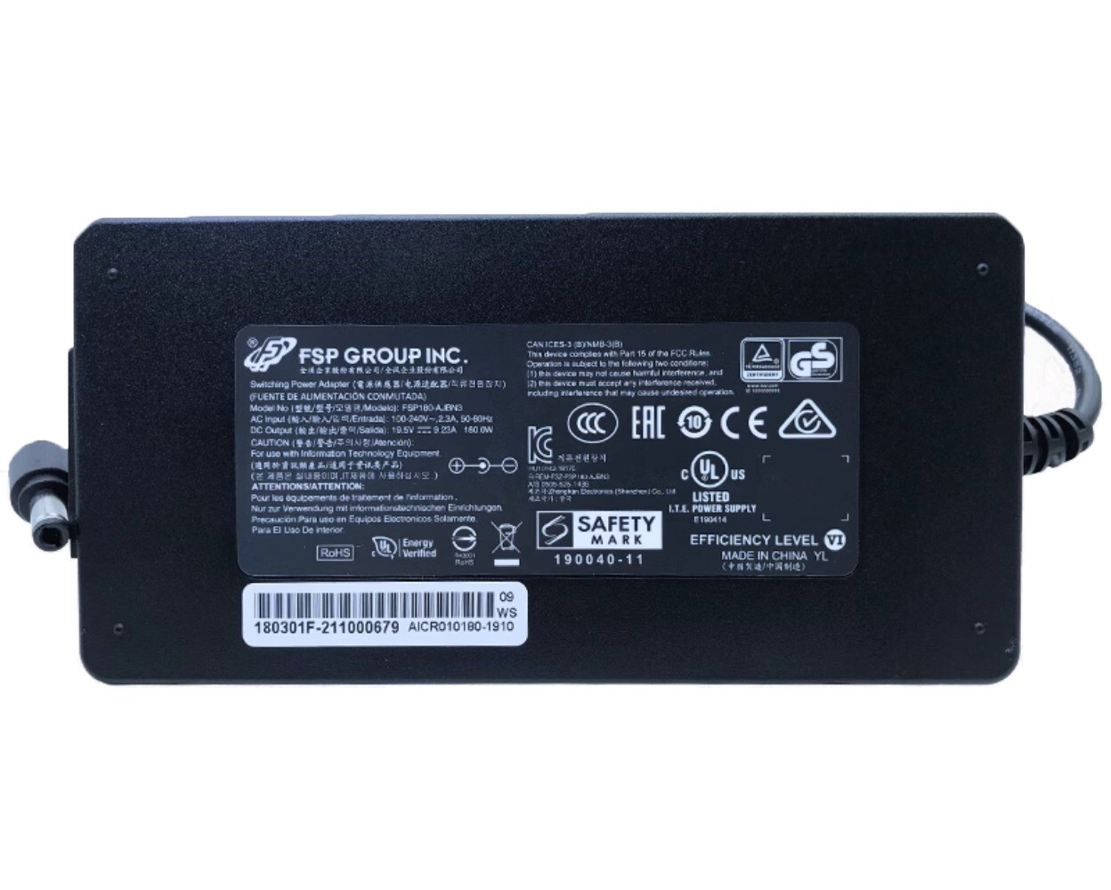 Genuine 19.5V 9.23A 180W Charger FSP180-AJBN3 for Gateway 5.5*2.5mm Adapter