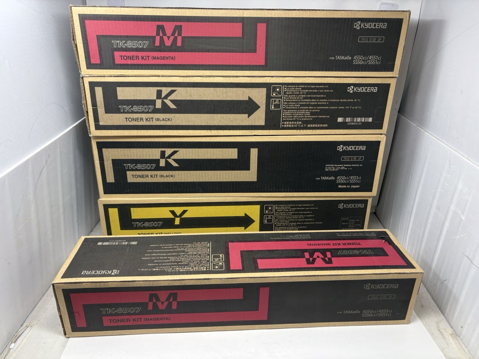 Kyocera TK-8507 Toner Lot (5) OEM NEW Sealed TK-8507K TK-8507M TK-8507Y 4550ci