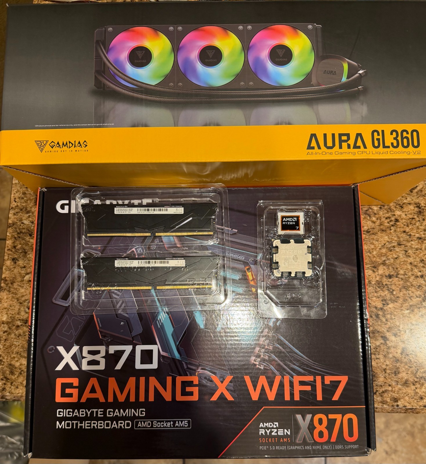 X870 AM5 Motherboard+Ryzen 7 7700 CPU+ 16 GB DDR5 RAM@6000mhz+AIO Cooler Bundle