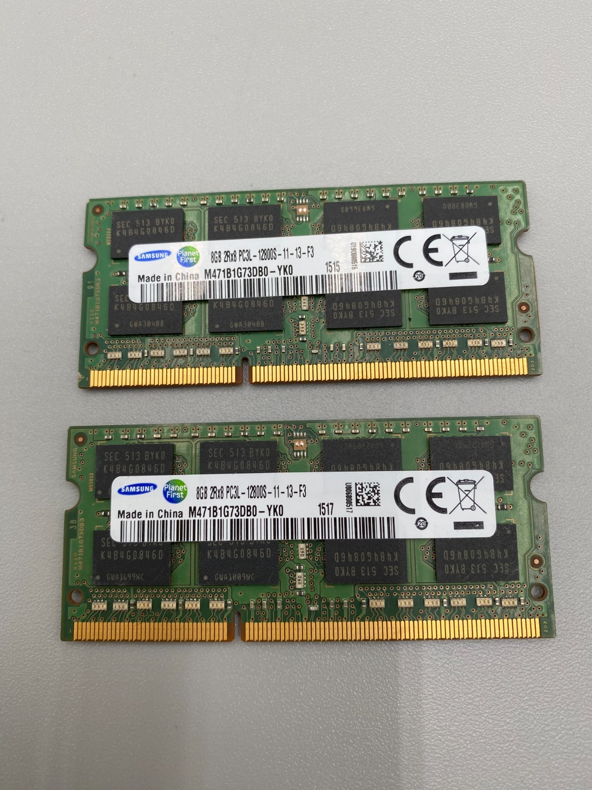 Lot Of 2 Samsung DDR3 8GB Each (2 x 8GB = 16GB) PC3 1600MHz RAM B/Green/Small