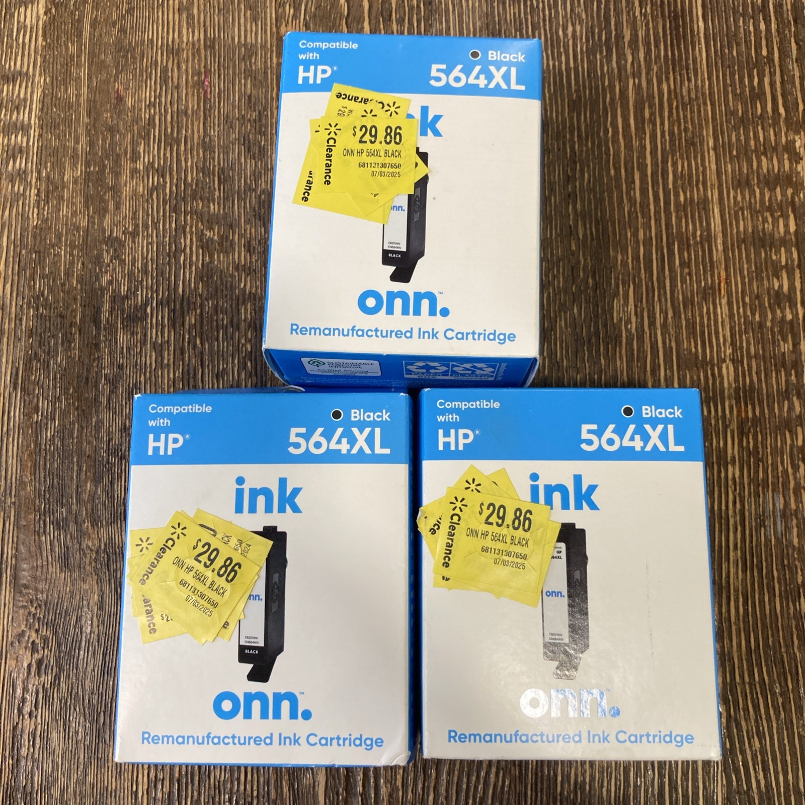 3 Onn 564XL Ink Cartridges Black HP Compatible Sealed Expired  10/24