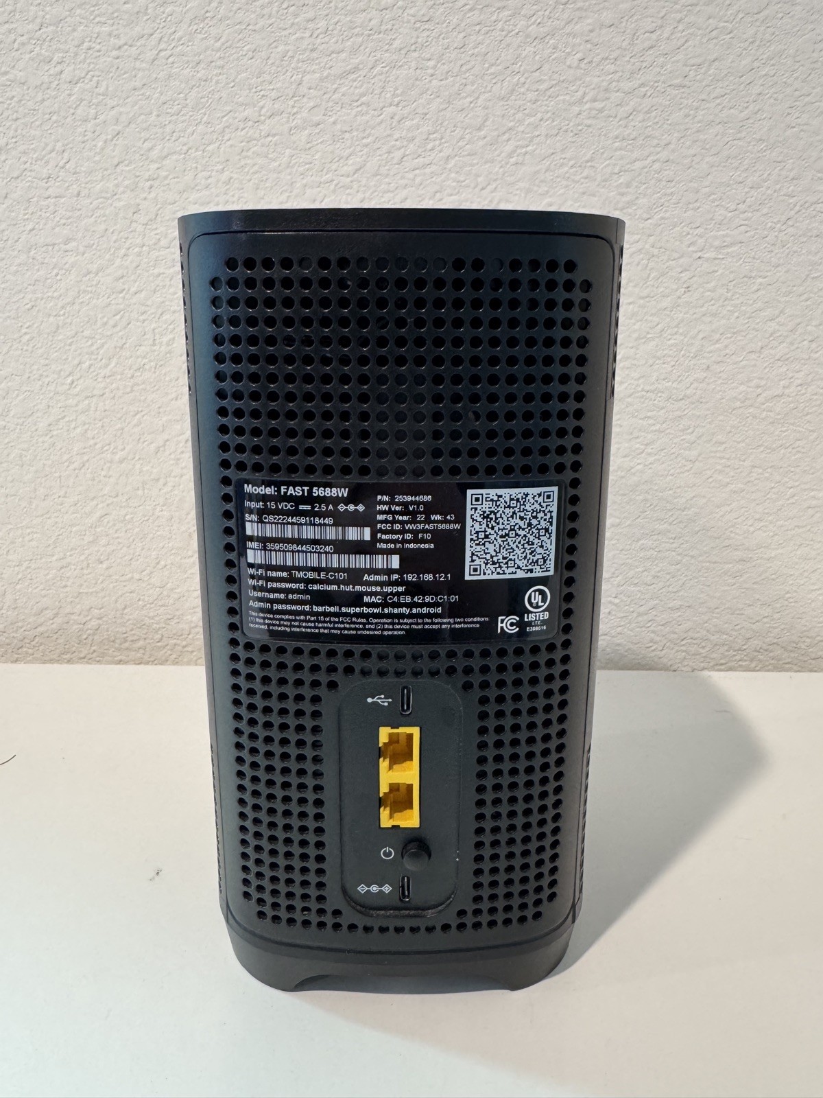 Sagemcom SAG Fast 5688W Internet Gateway 5G Wi-Fi 6 for T-Mobile Open Box - Read
