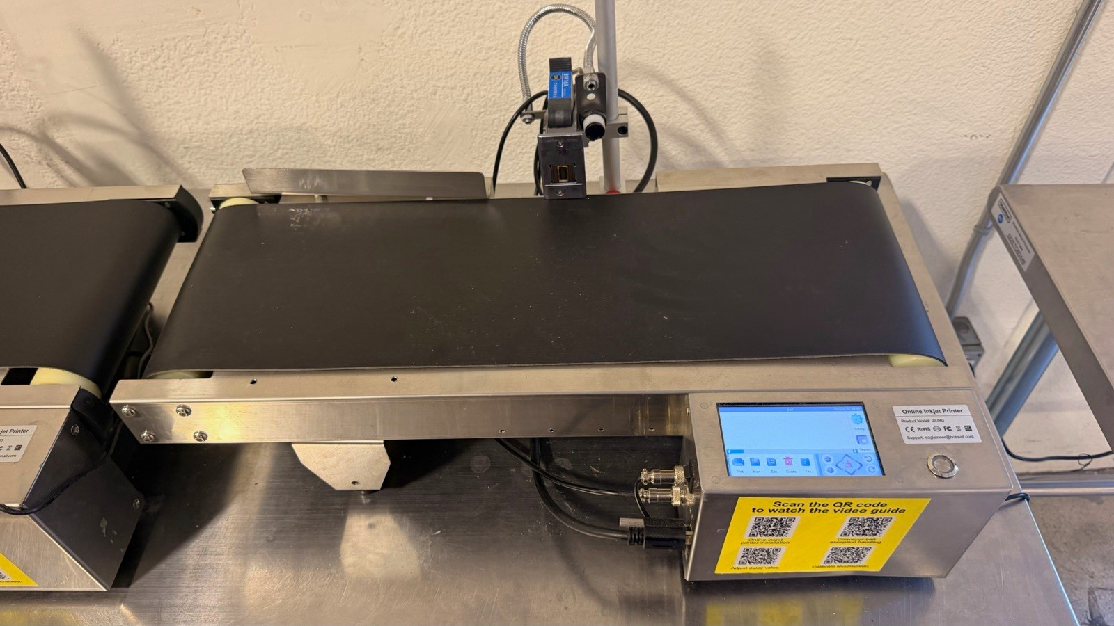 BESHENG JS740 Online Inkjet Coding Printer w Conveyor Belt 600DPI USB 8G
