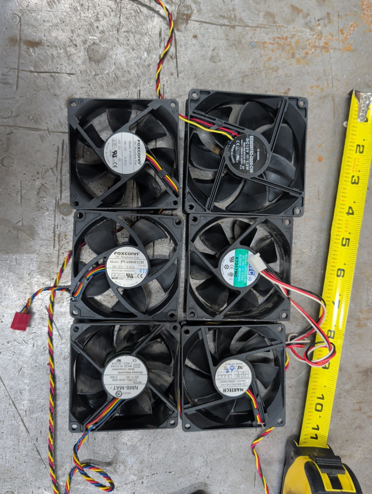 Lot Of 6 Case/Server Fans. 4: 3 Pin, 1: 4 Pin And 1: 5 Pin Fans 