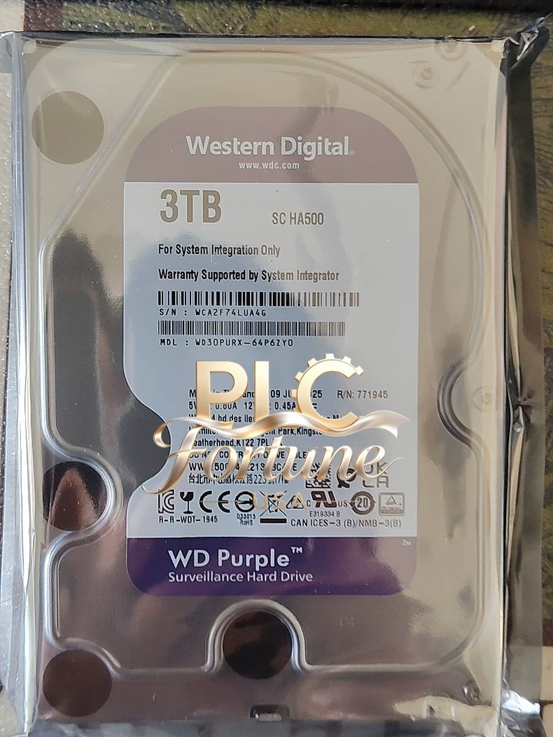 New Western Digital WD30PURX 64P6ZY0 3TB 5400RPM 3.5" Purple SATA 64MB HDD