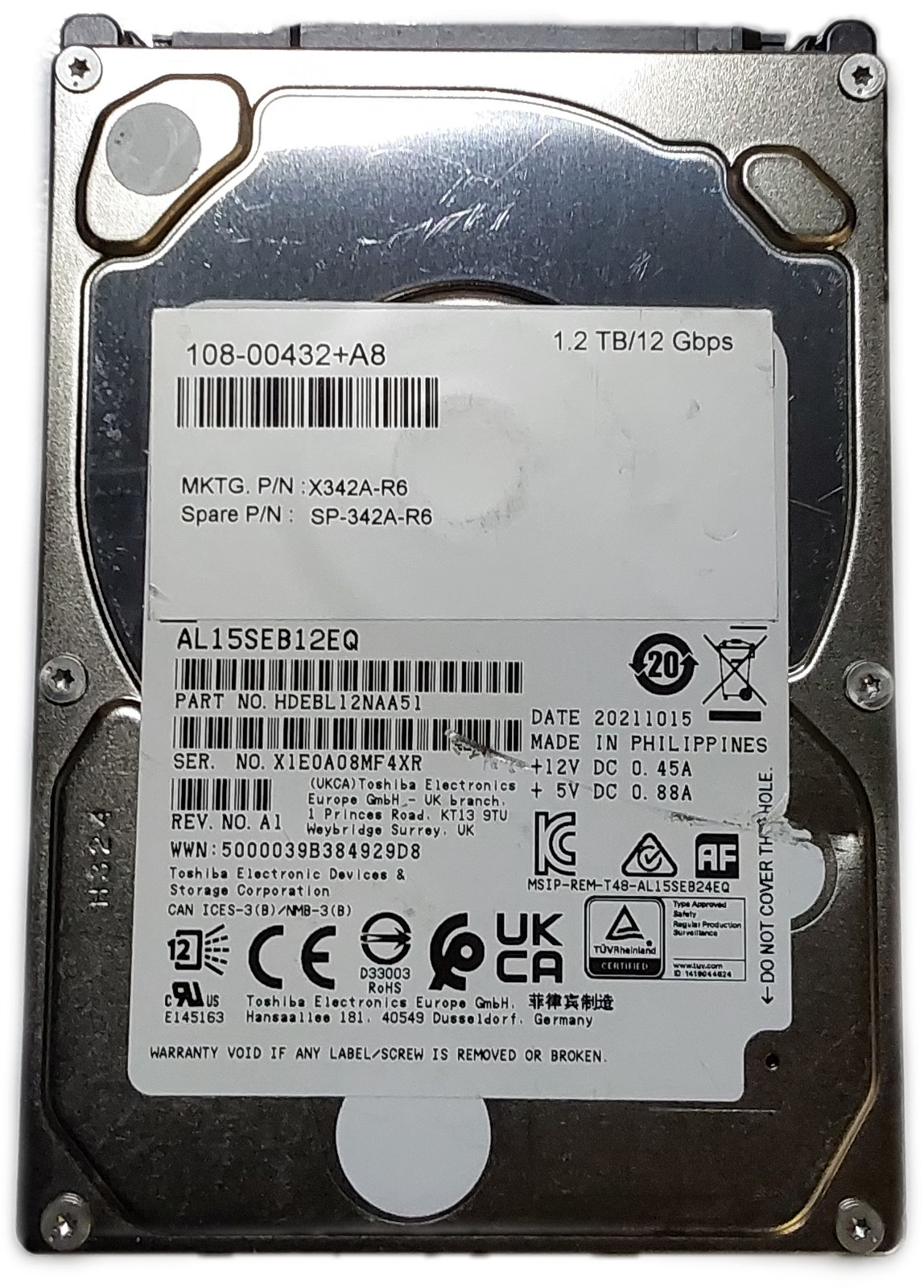 Toshiba / Netapp  X342A-R6 1.2TB 2.5" SAS HDD