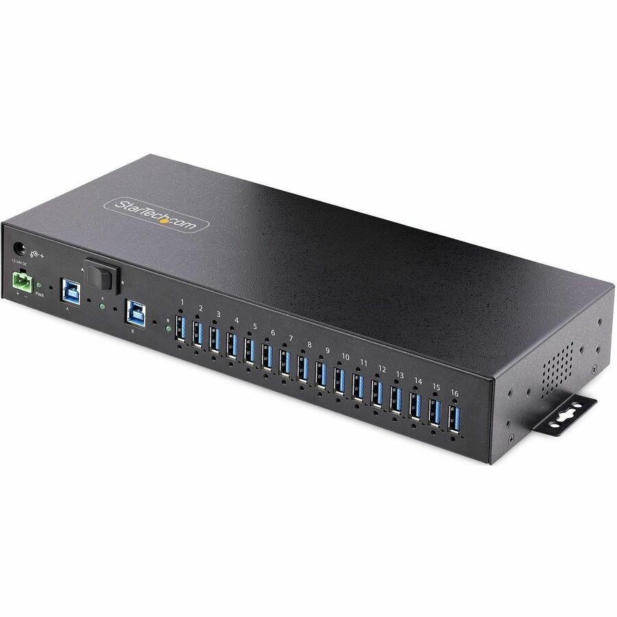 StarTech 16-Port Industrial USB 3.0 Hub 5Gbps, Mountable, Terminal Block Power