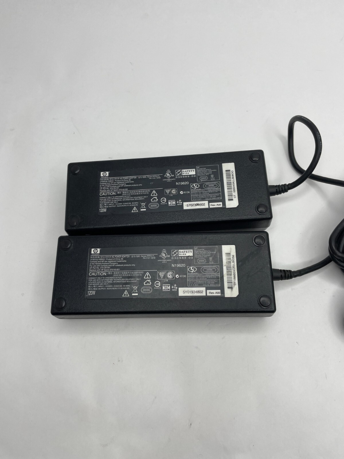2x Genuine Original OEM HP 120W AC Adapter HP-OW135F13, 375126-001, 375143-001