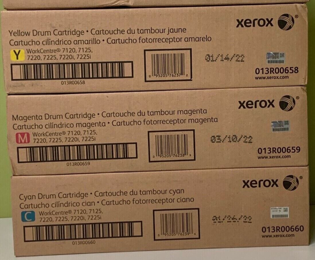 Genuine Set of 3 Xerox Drum Cartridges WC 7120 013R00658 013R00659 013R00660
