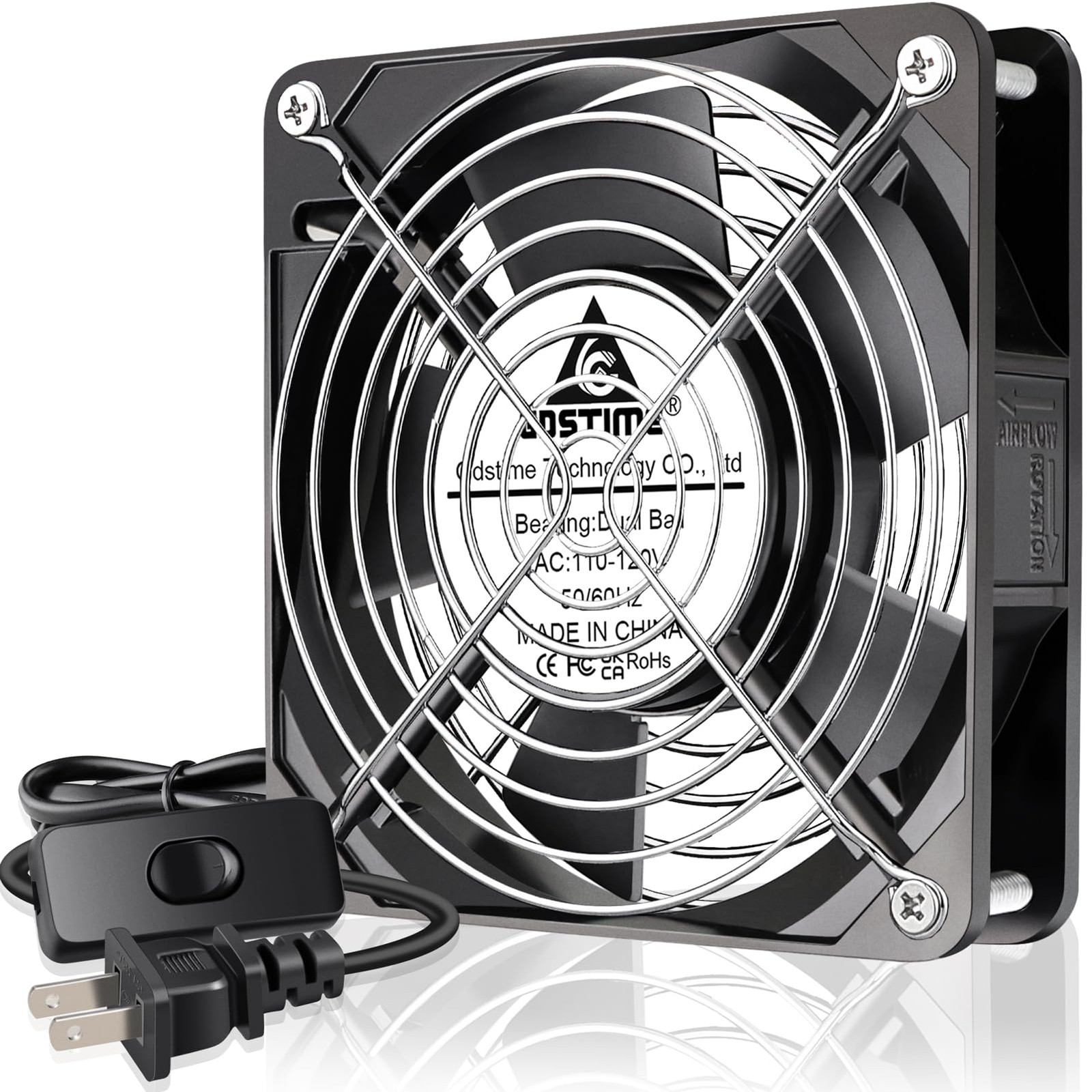 GDSTIME AXIAL 1225 Muffin 120V AC 120mm x 25mm High Speed Dual 120x120x25mm
