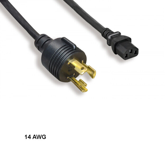 [10X] 15ft 14 AWG Power Cable NEMA L6-30P TO IEC-603203 C13 15A/300V SJT Black