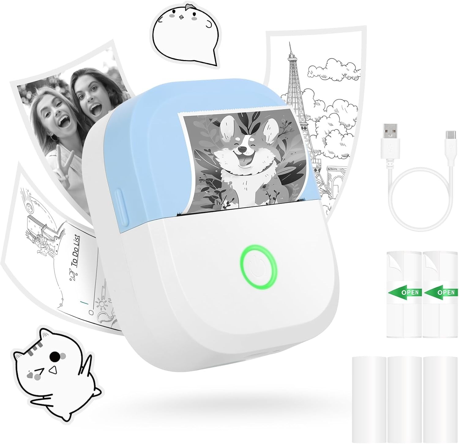 Mini Sticker Printer Portable Thermal Inkless Wireless Bluetooth Phone Printer w