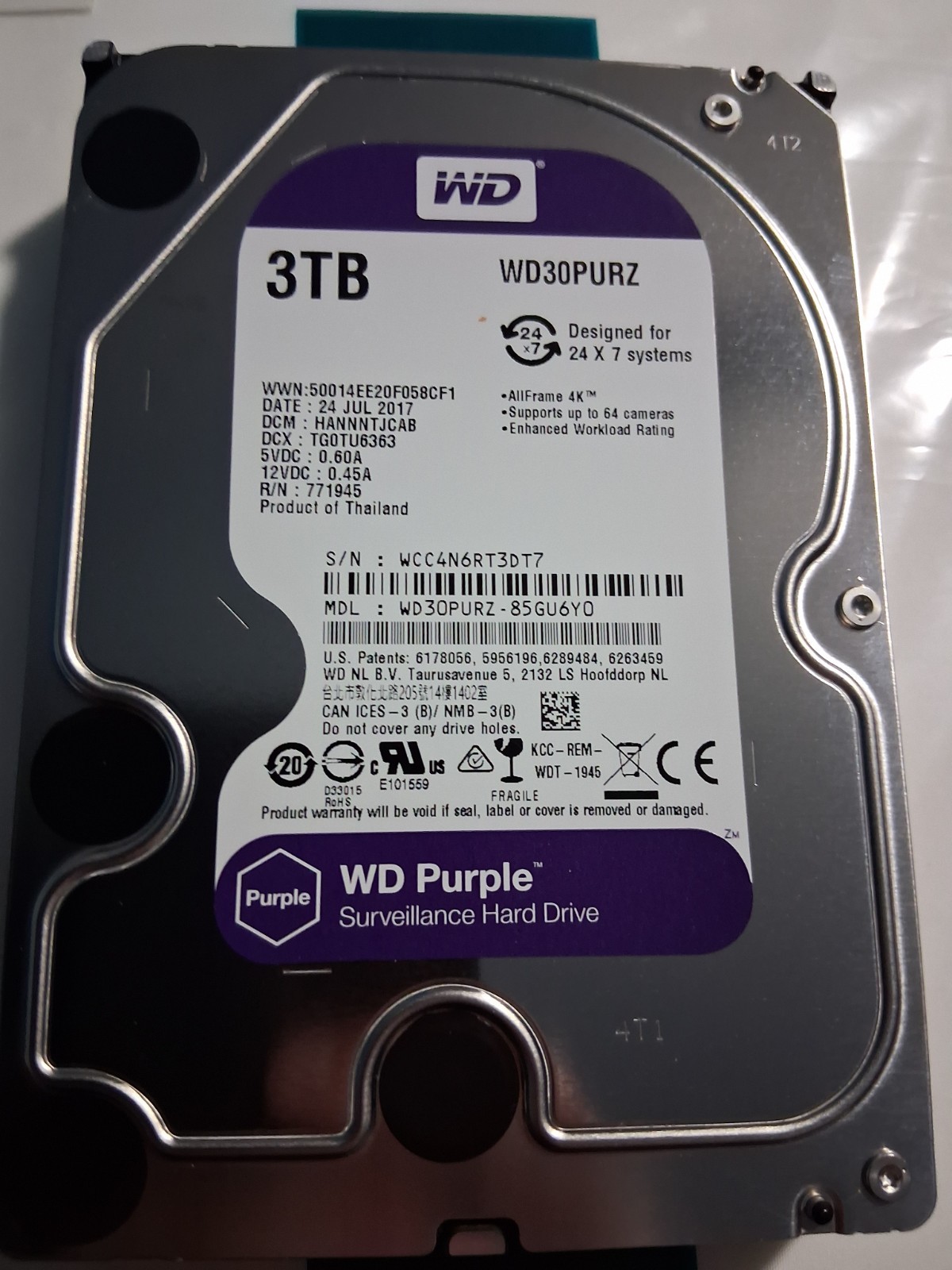 Western Digital WD Purple WD30PURZ 3TB 3.5" SATA III 5400RPM 64MB HDD