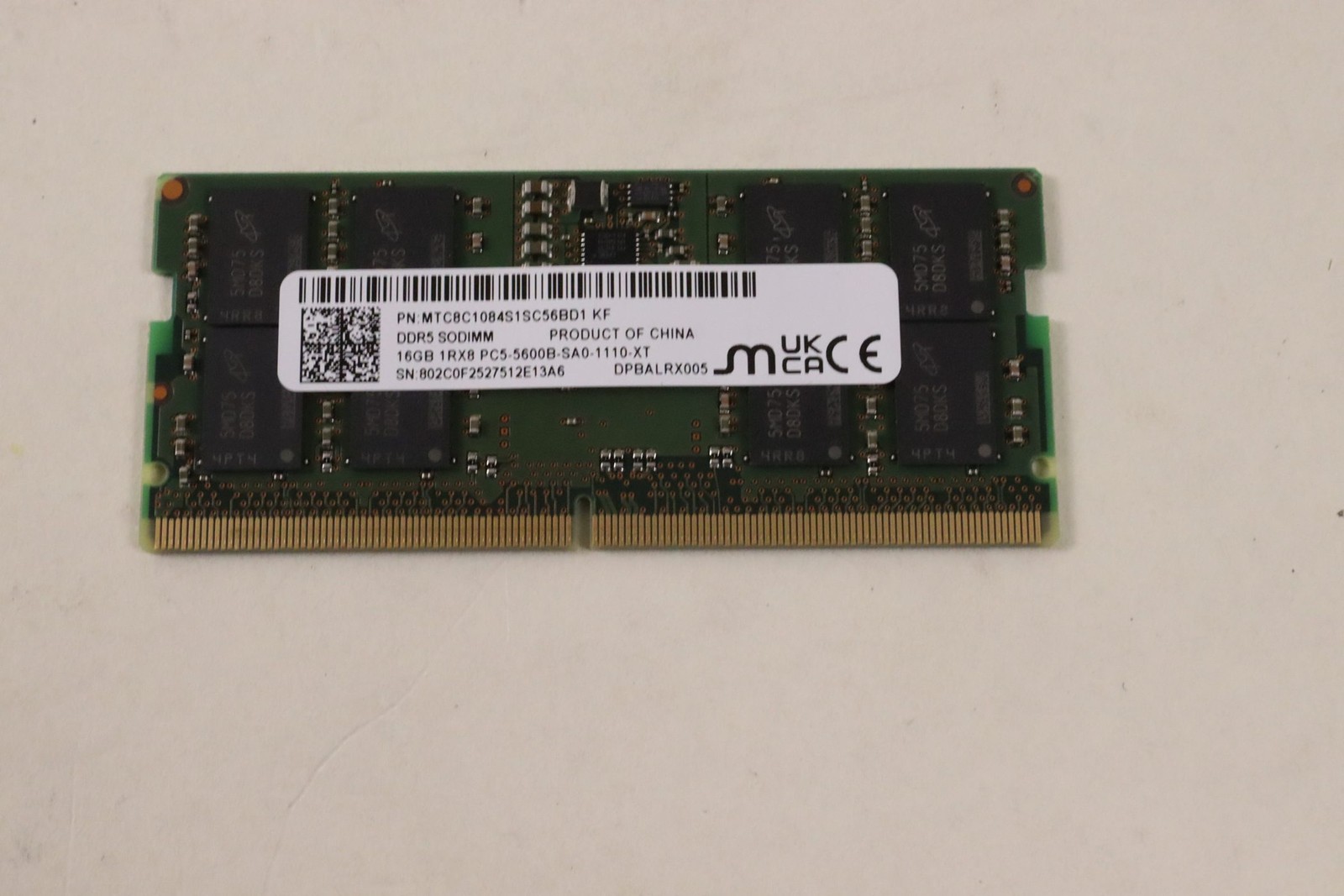 MICRON 16GB DDR5 1RX8 LAPTOP MEMORY MODULE | MTC8C1084S1SC56BD1