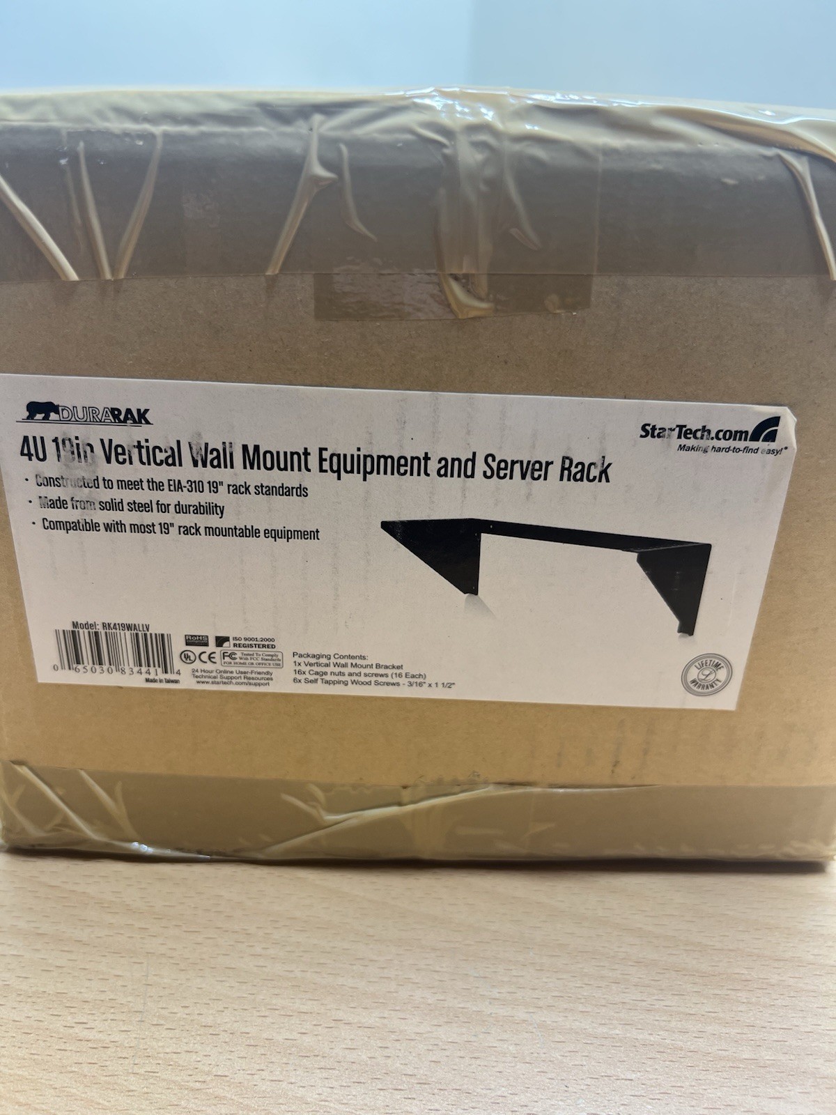 4U 19in Steel Vertical Wall Mount Equipment Rack Bracket - TAA