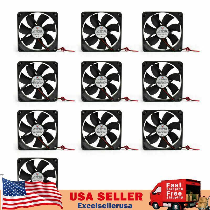 10x DC Brushless Cooling Computer Fan 12V 12025S 120x120x25mm 0.2A/2 Pin Wire UE