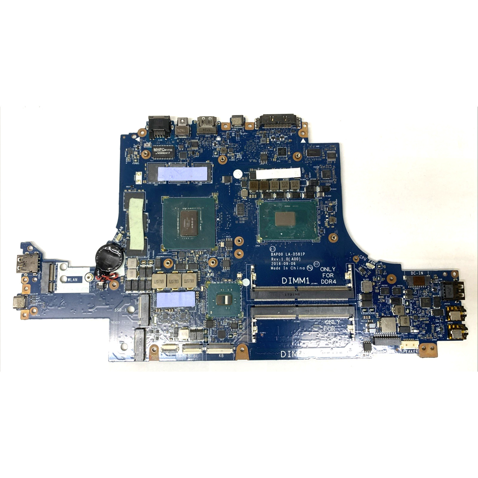 For Dell Alienware 13 R3 i7-7700HQ GTX1060 Motherboard LA-D581P GG6GW 0GG6GW