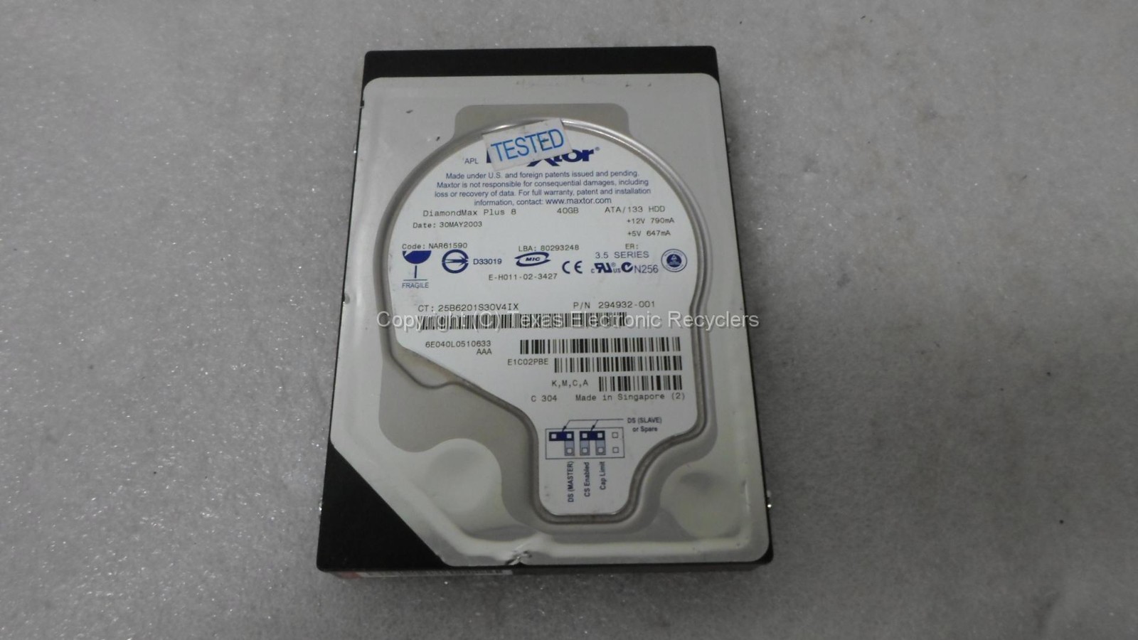 Maxtor HP DiamondMax Plus 8 294932-001 40GB 7200 RPM IDE Hard Drive TESTED
