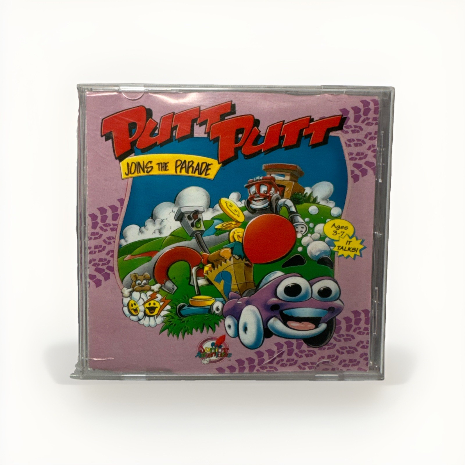 Putt-Putt Joins The Parade CD-ROM talking purple car solve puzzles Pc game 1992