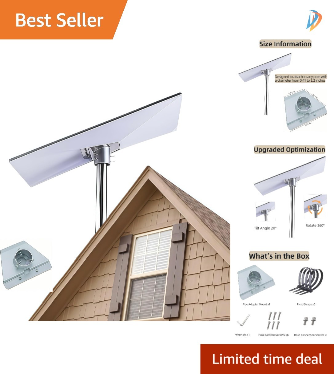 Versatile Starlink Pole Mount Adapter - Installs Easily on Roofs, Walls & Yachts