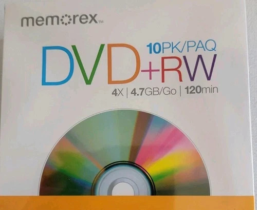 Memorex Blank DVD -RW 4x 4.7 GB/Go 120 Min 10 Pack BRAND NEW & SEALED
