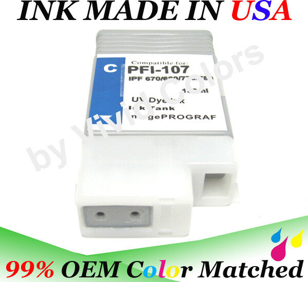 VividColors Compatible ink cartridge PFI107 Cyan for Canon ipf670