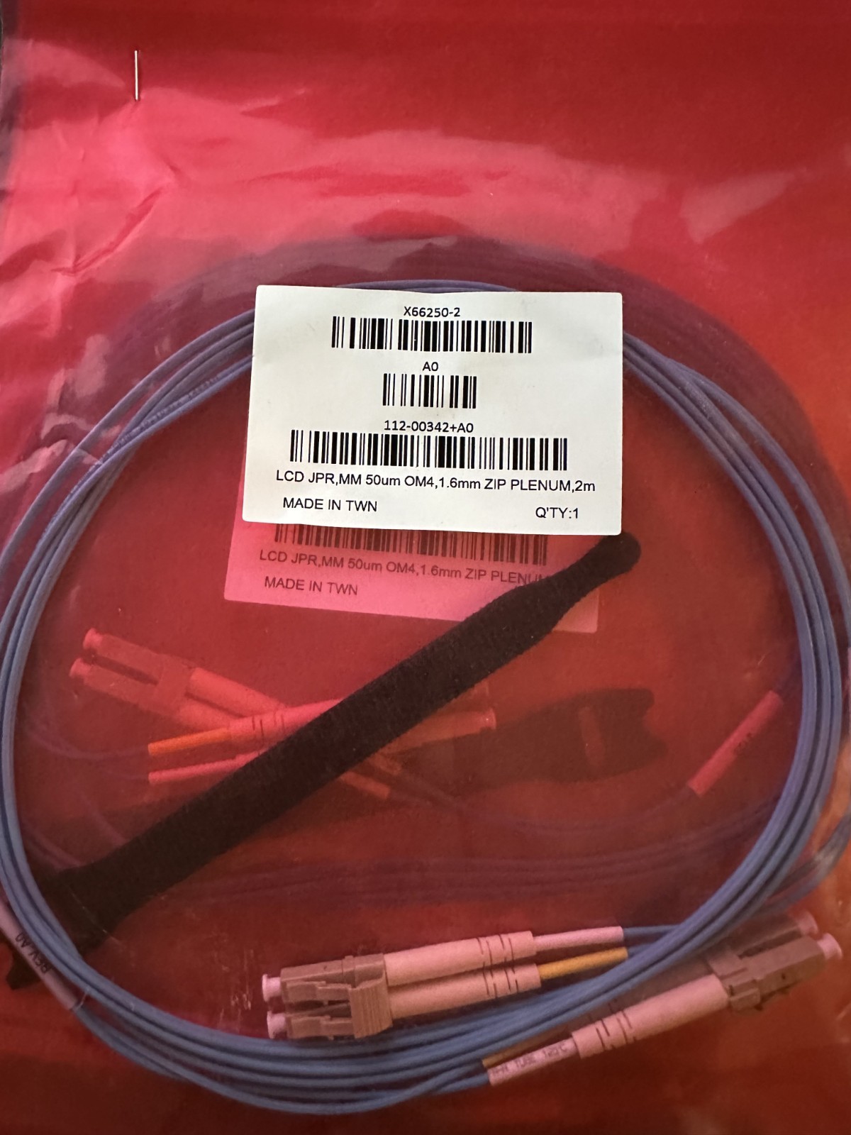NEW NetApp X66250-2 LCD JPR,MM 50um OM4, 1.6mm Zip Plenum, 2m Fiber cable