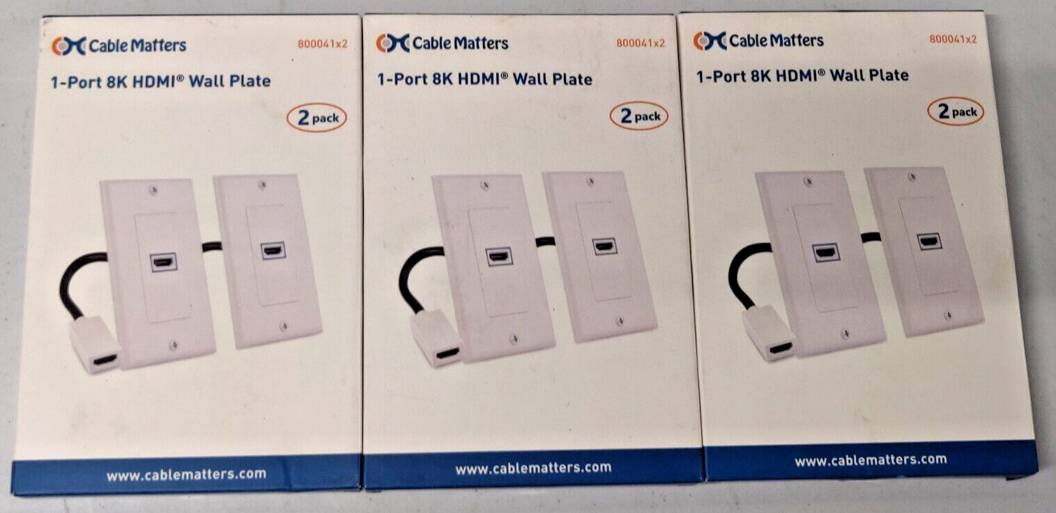 Cable Matters 6-Pack 1-Port HDMI Wall Plates NEW