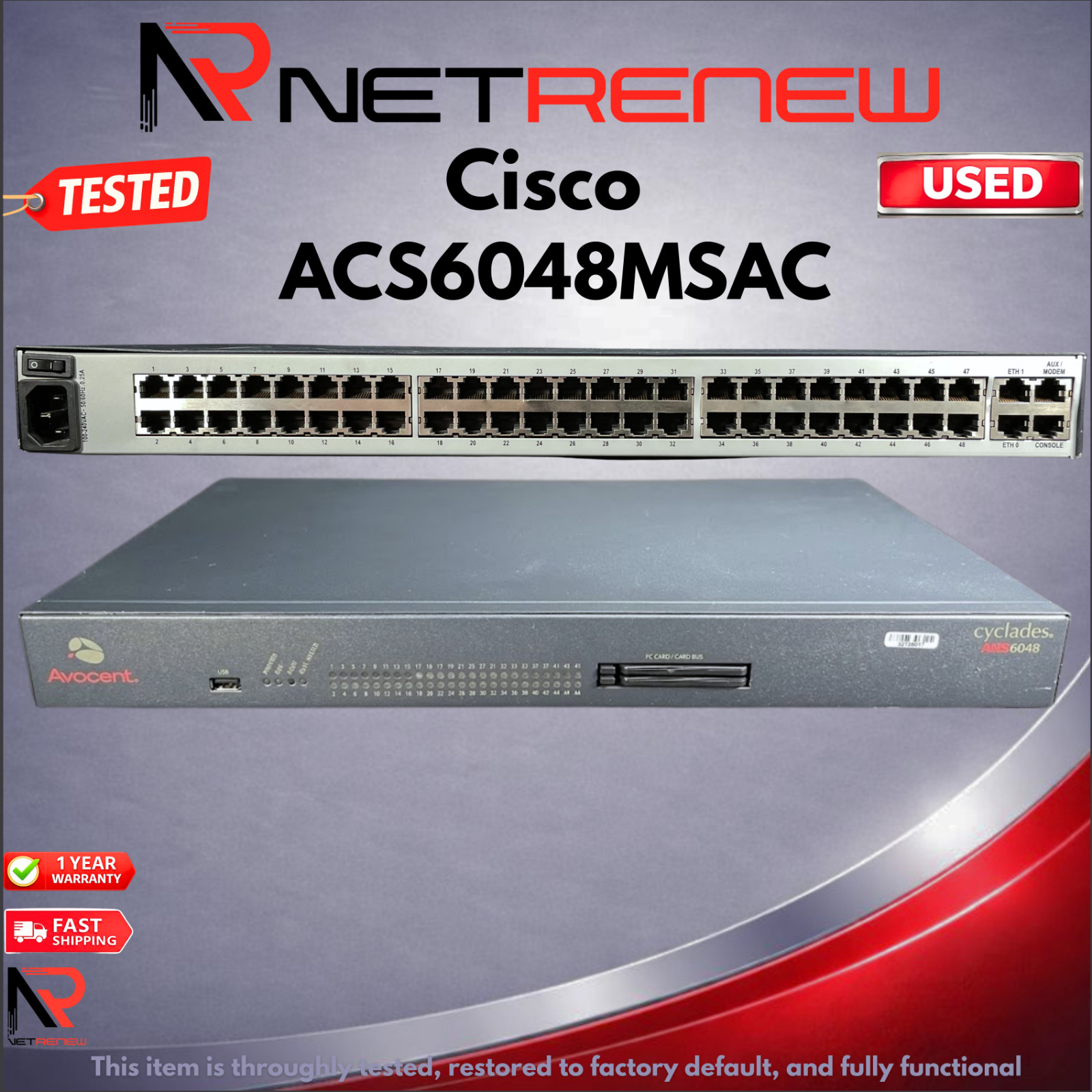 Avocent ACS6048MSAC  AC Modem 48 Port Serial Console Server