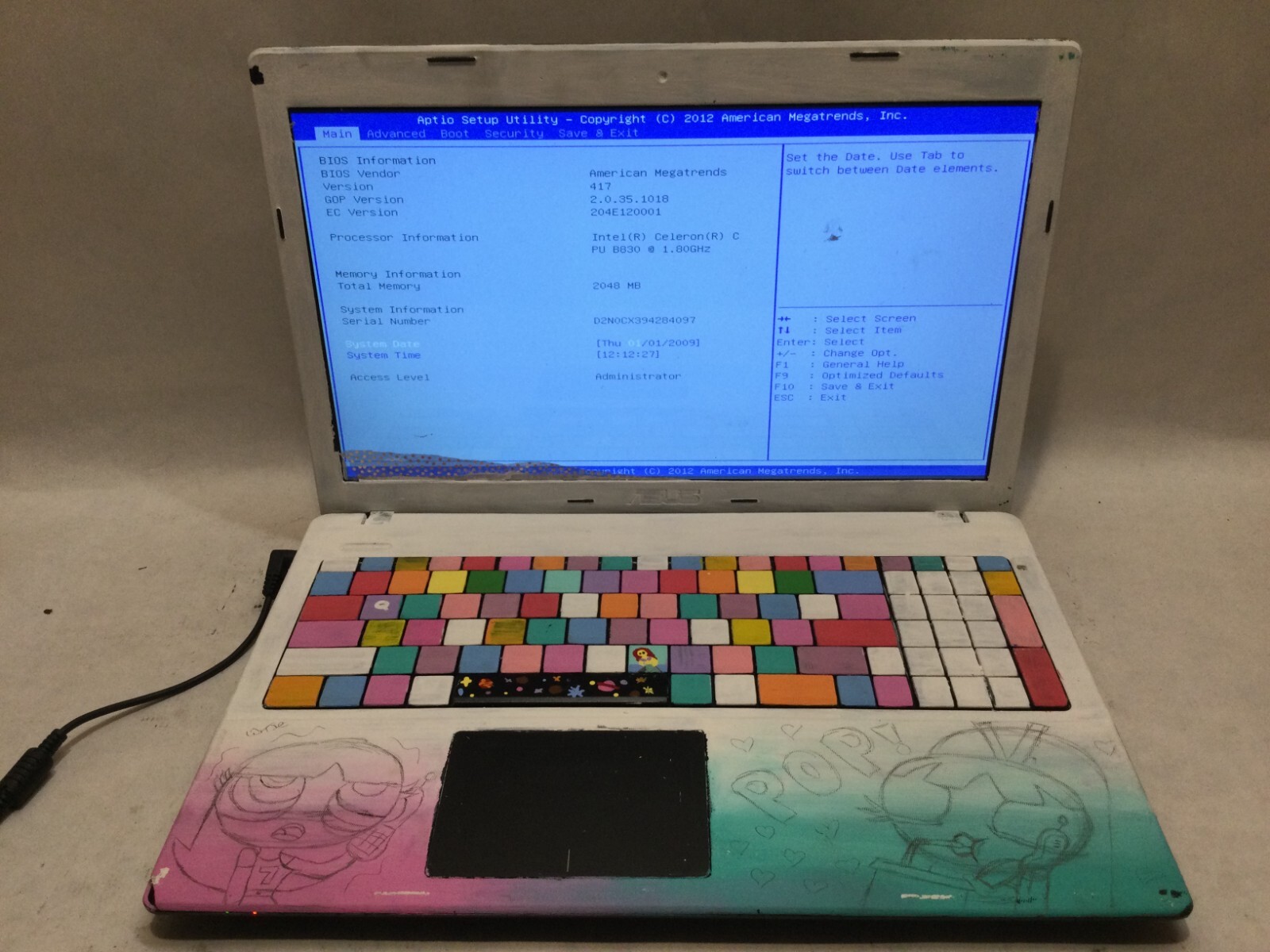 ASUS X55A 15.6" / Intel Celeron B380 @ 1.80GHz / (PAINTED/MISSING PARTS) MR
