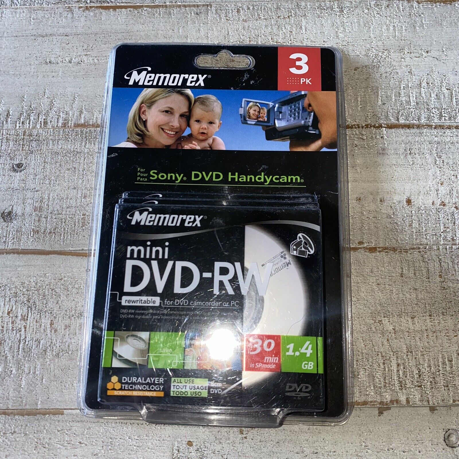Memorex Mini DVD-RW 3 Pack 2X 1.4GB 30 min Single Sided DVD Camcorder New 