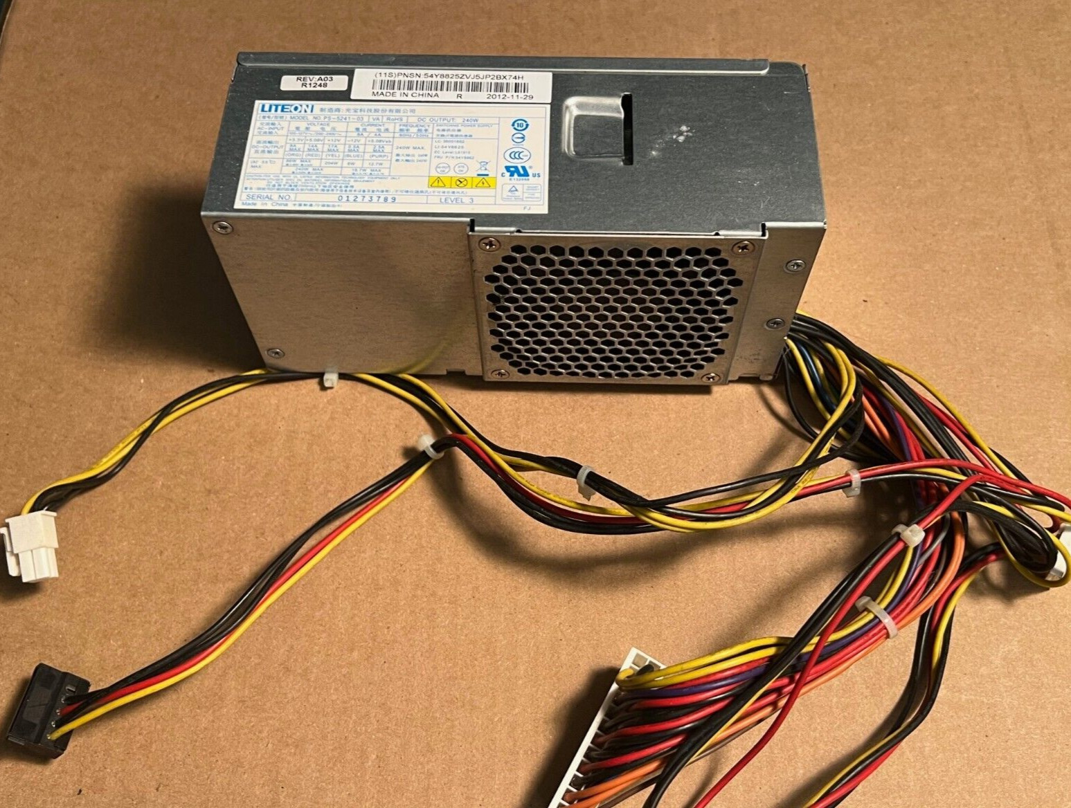 LENOVO LiteOn PS-5241-03 240W Power Supply 54Y8862 / 54Y8825 M70, M80, M91