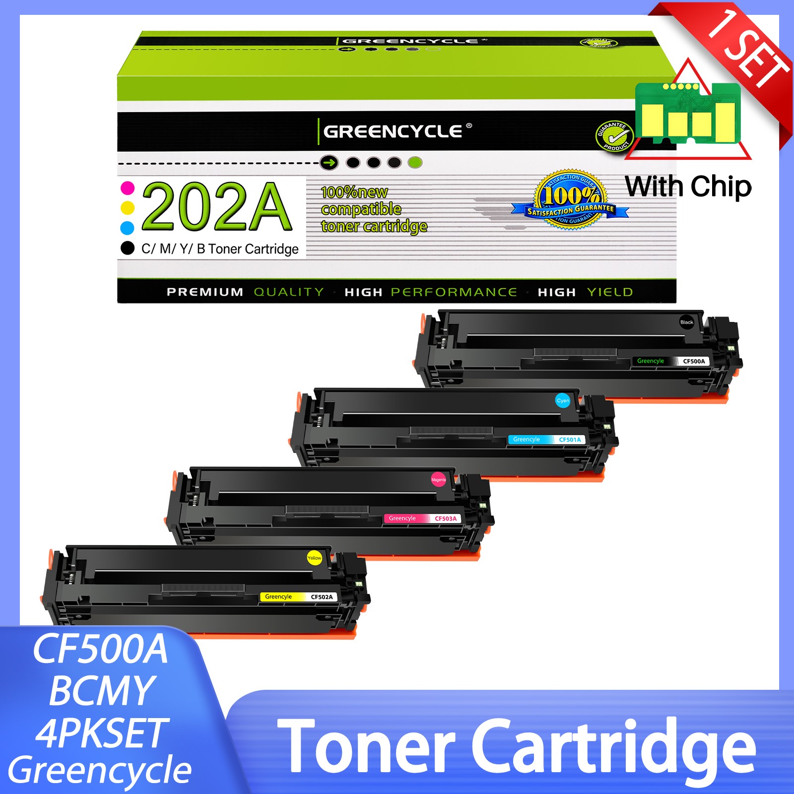 4PK 202A CF500A-CF04A Color Toner Set Fits For HP LaserJet Pro M254dw MFP M280nw