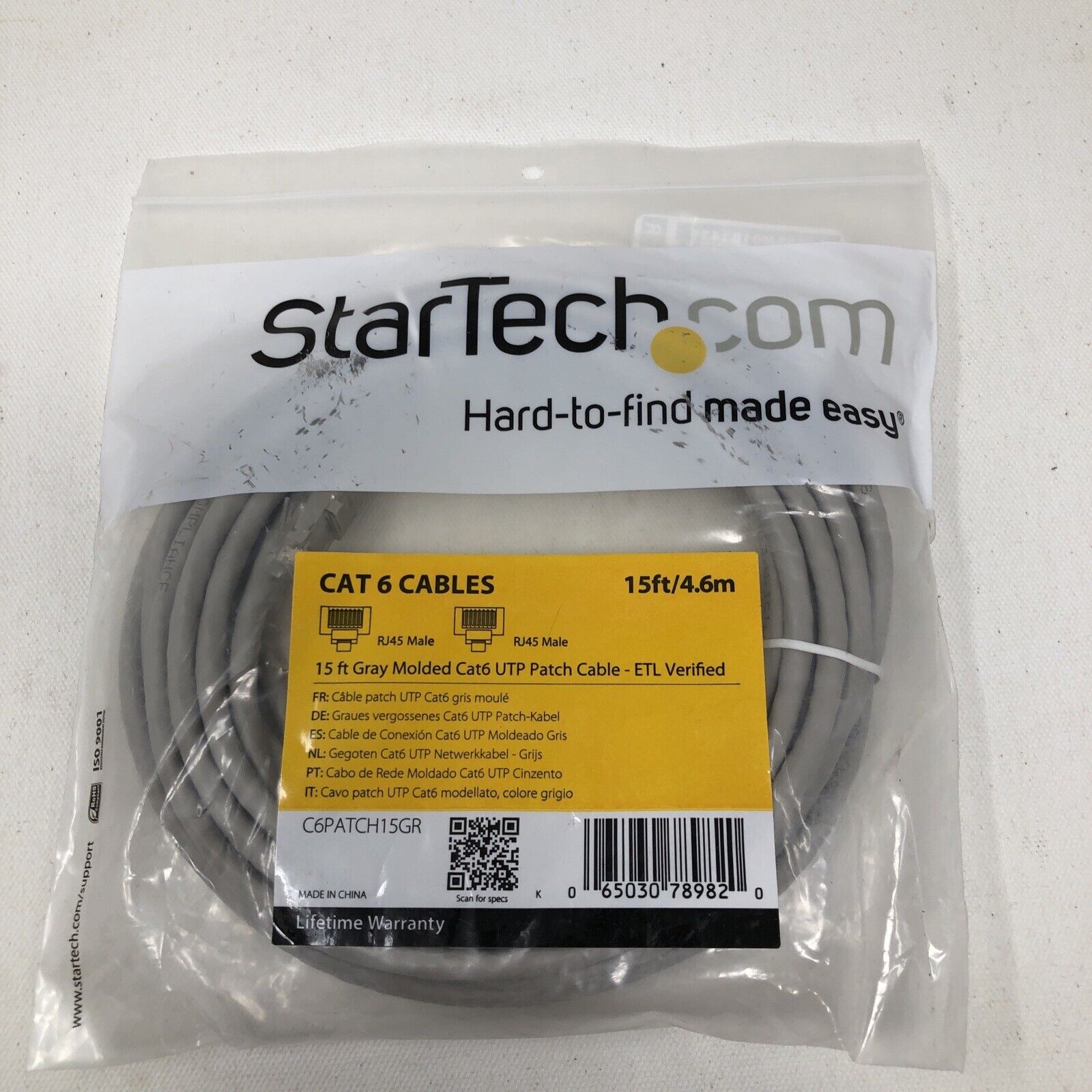StarTech.com Cat6 Cables 15ft RJ45 Male To RJ45 Male 