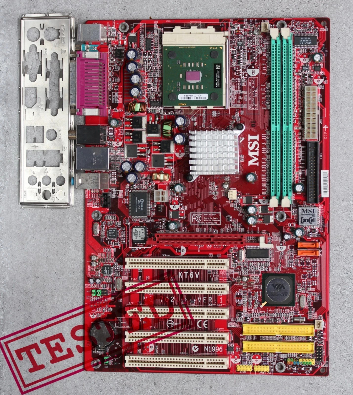 Socket 462/A MSI KT6V-LSR VIA KT600 chipset motherboard with CPU & I/O shield