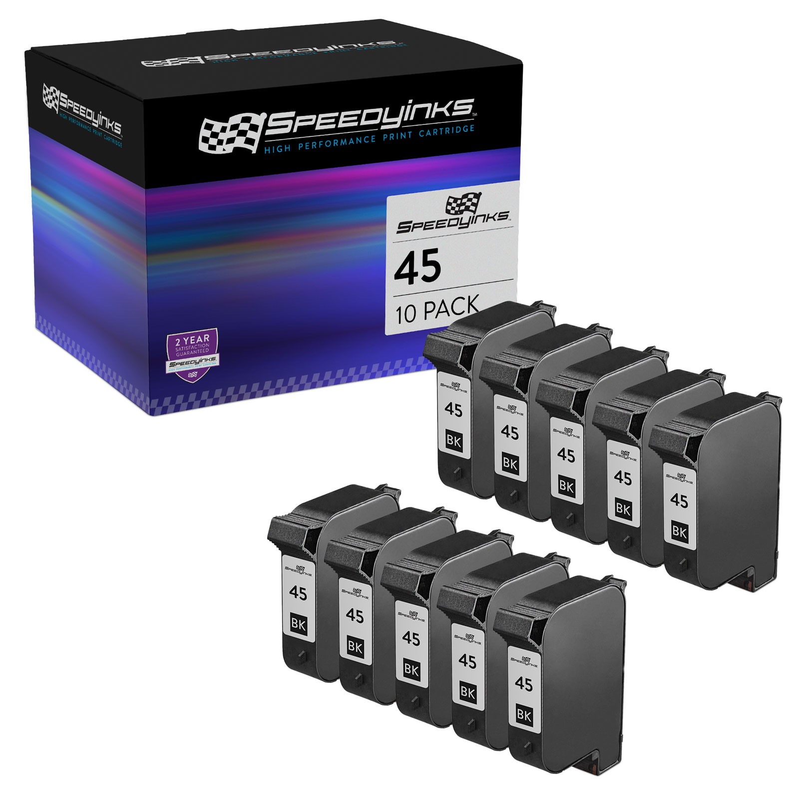 10PK HP45 51645A Non-OEM Black for DesignJet 700 Color Copier 100 Deskjet 6122