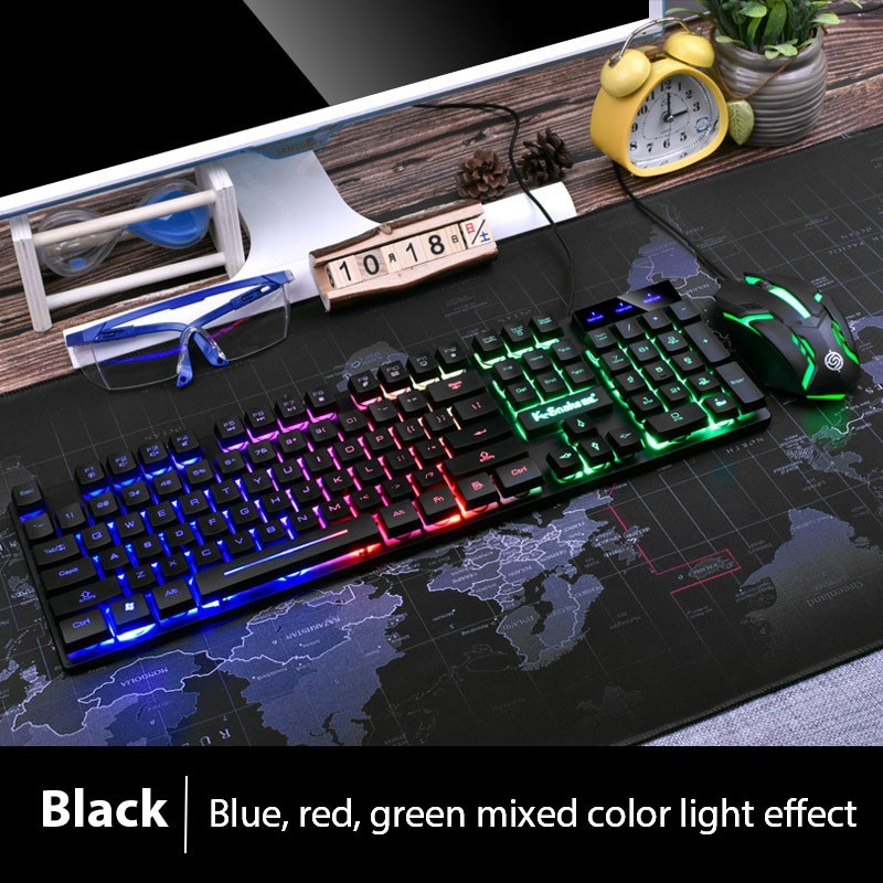 Teclado Y Mouse Mecanico Gamer Gaming Juegos Iluminacion Para PC Computadora
