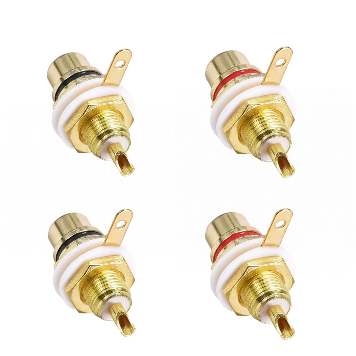 RCA Female Panel Mount Chassis Socket Jack Connector 4pcs for Amplifier Audio Te