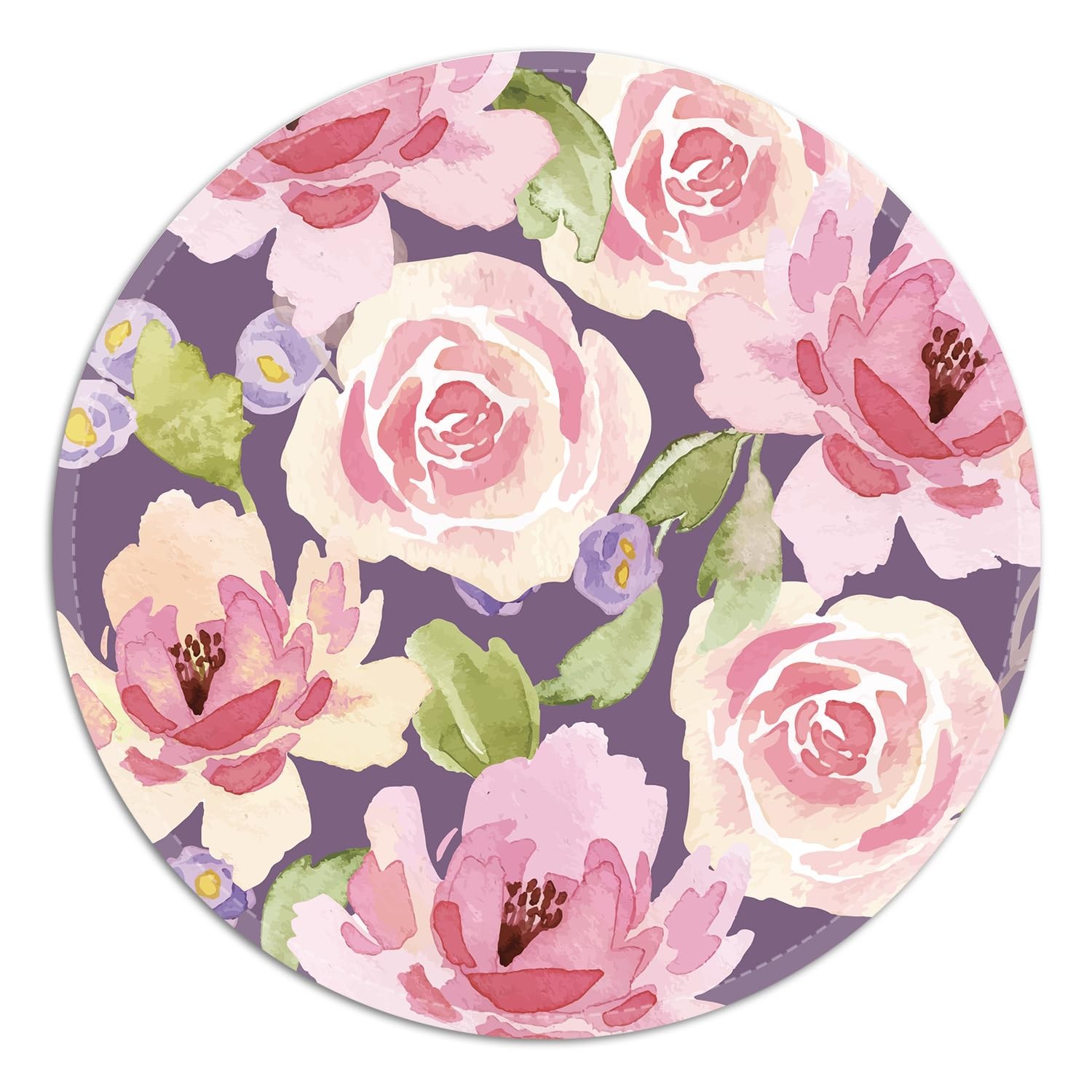 FROGIGO Cute Round Mouse Pad with Stitched 7.9L x 7.9W inches, Pink Rose 