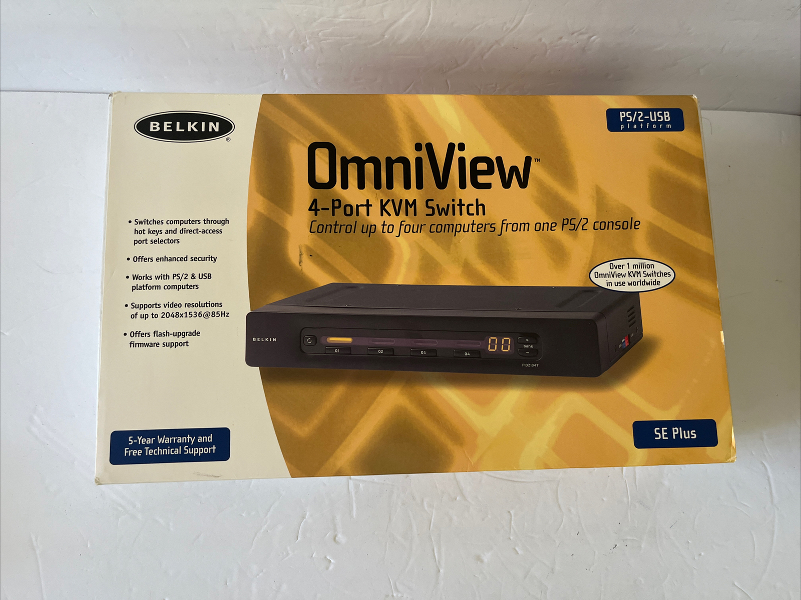 Belkin F1DZ102T Omniview SE plus 2-Port KVM Switch Model 12VDC  - New In Box