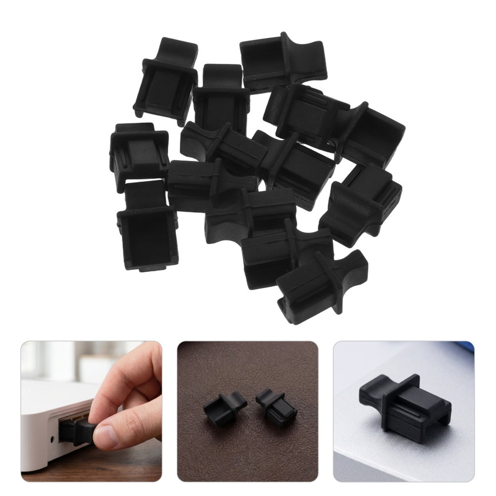 150Pcs Universal Black Silicone Ethernet Cable Dust Plug Set Reusable