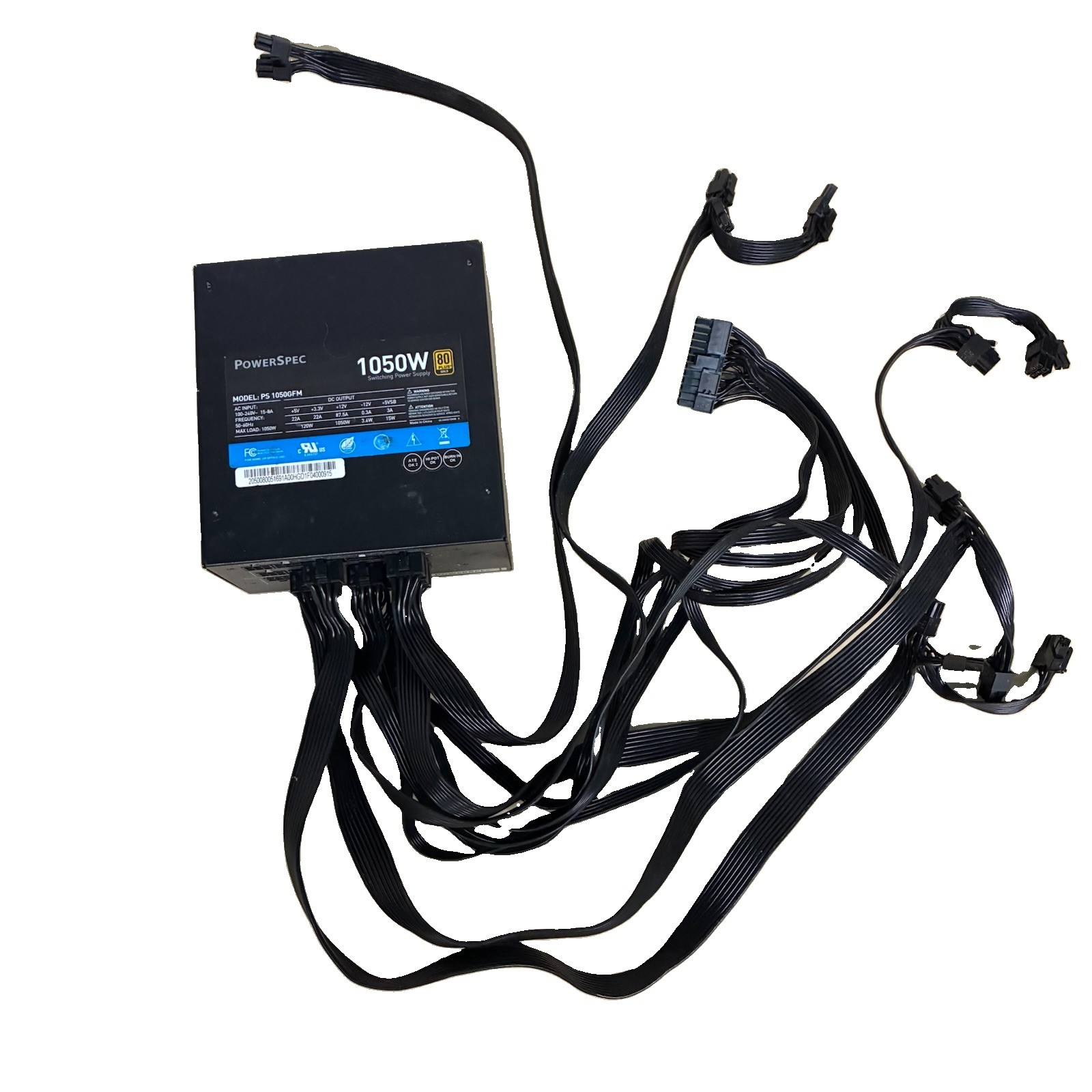 PowerSpec 1050W 80+ Gold Semi/Fully Modular ATX Power Supply (PS 1050M)
